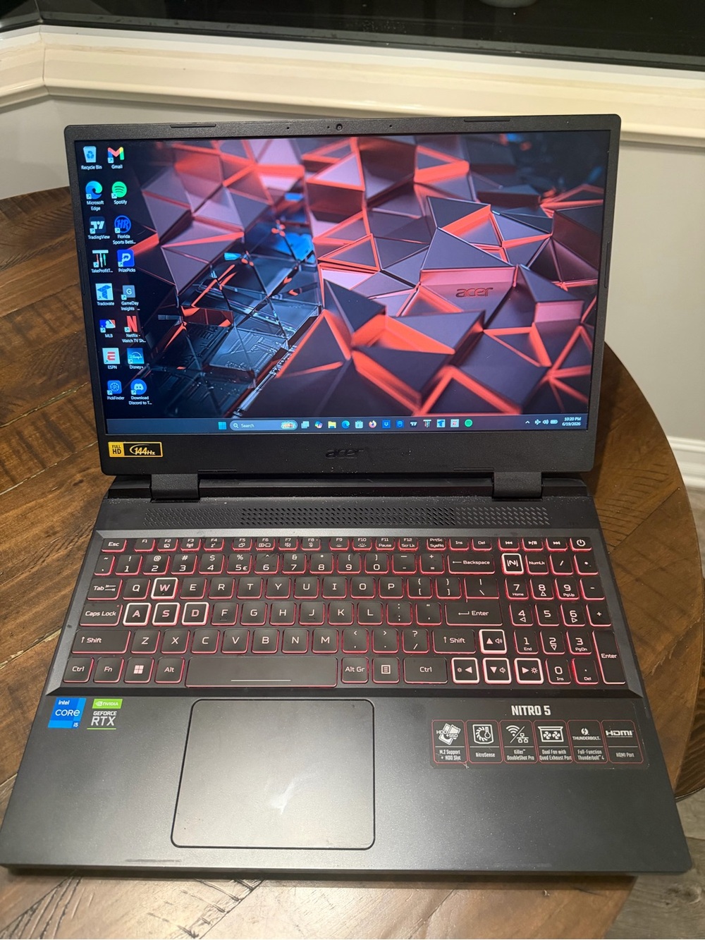 Acer Nitro 5 Black Laptop with Red Backlit Keyboard